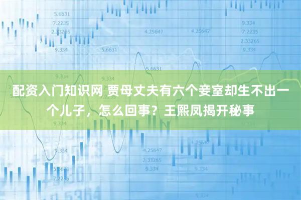 配资入门知识网 贾母丈夫有六个妾室却生不出一个儿子，怎么回事？王熙凤揭开秘事